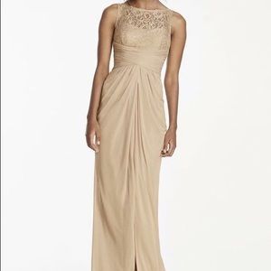 Champagne Lace Illusion V Back Dress size 10